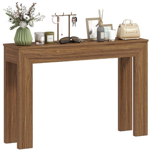 English Elm Homcom Slim 47 Inch Console Table with Faux Wood Top for Entryway or Hallway Walnut W2225P597125