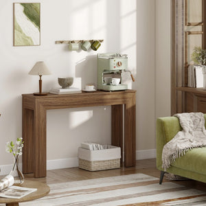 English Elm Homcom Slim 47 Inch Console Table with Faux Wood Top for Entryway or Hallway Walnut W2225P597125