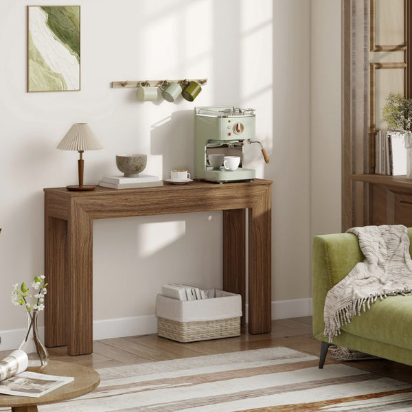English Elm Homcom Slim 47 Inch Console Table with Faux Wood Top for Entryway or Hallway Walnut W2225P597125