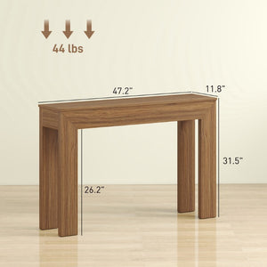 English Elm Homcom Slim 47 Inch Console Table with Faux Wood Top for Entryway or Hallway Walnut W2225P597125
