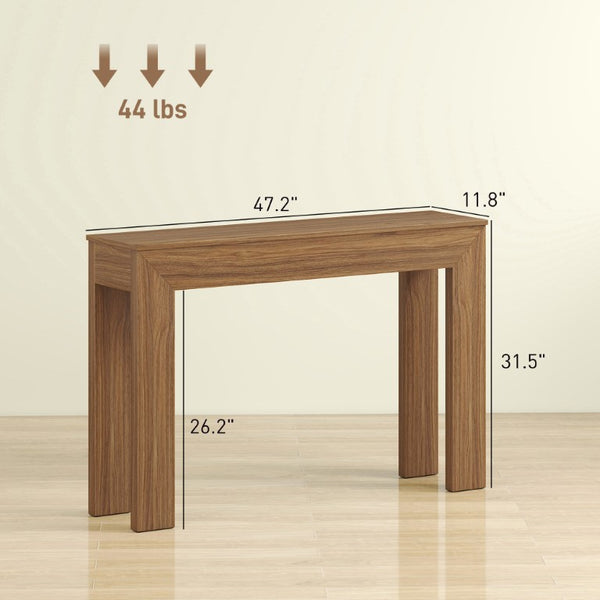 English Elm Homcom Slim 47 Inch Console Table with Faux Wood Top for Entryway or Hallway Walnut W2225P597125