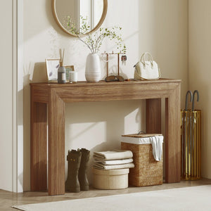 English Elm Homcom Slim 47 Inch Console Table with Faux Wood Top for Entryway or Hallway Walnut W2225P597125