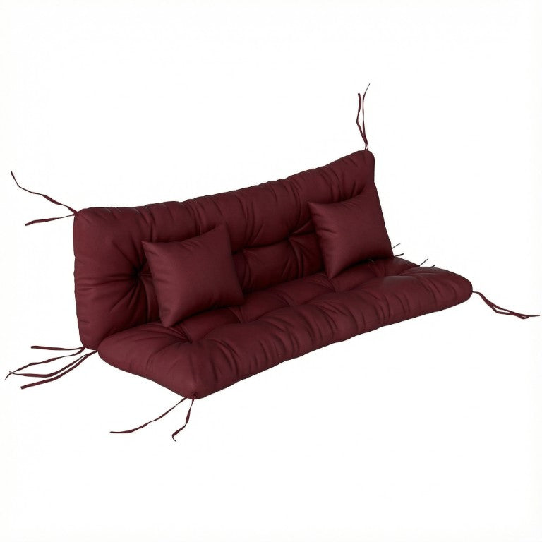 English Elm Outsunny Tufted 4 Piece Bench Cushion Set with Throw Pillows for Patio or Porch W2225P597128