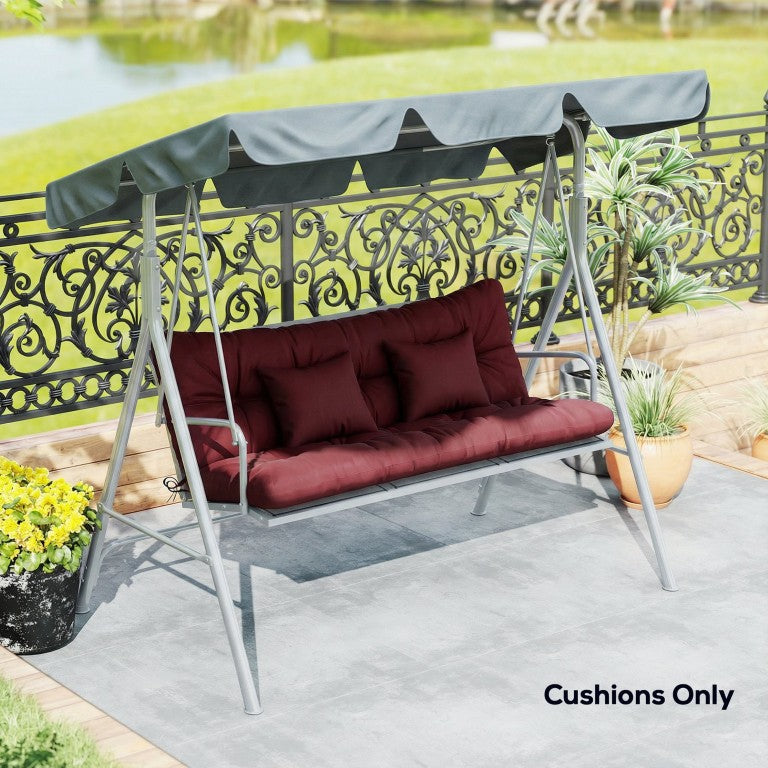 English Elm Outsunny Tufted 4 Piece Bench Cushion Set with Throw Pillows for Patio or Porch W2225P597128