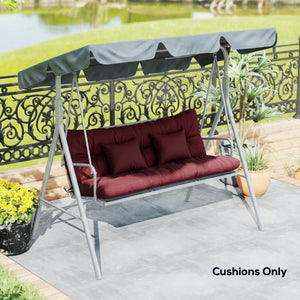 English Elm Outsunny Tufted 4 Piece Bench Cushion Set with Throw Pillows for Patio or Porch W2225P597128