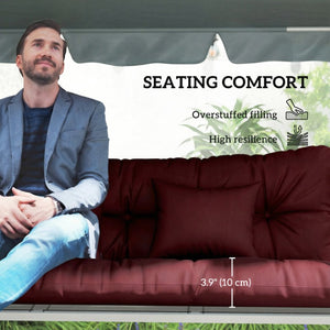 English Elm Outsunny Tufted 4 Piece Bench Cushion Set with Throw Pillows for Patio or Porch W2225P597128
