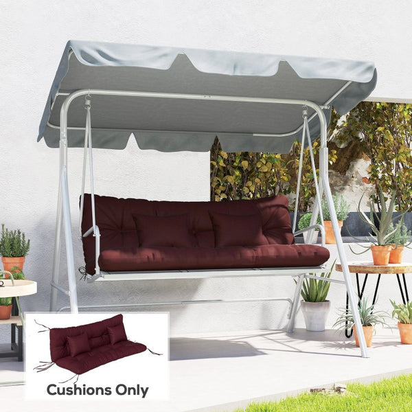 English Elm Outsunny Tufted 4 Piece Bench Cushion Set with Throw Pillows for Patio or Porch W2225P597128