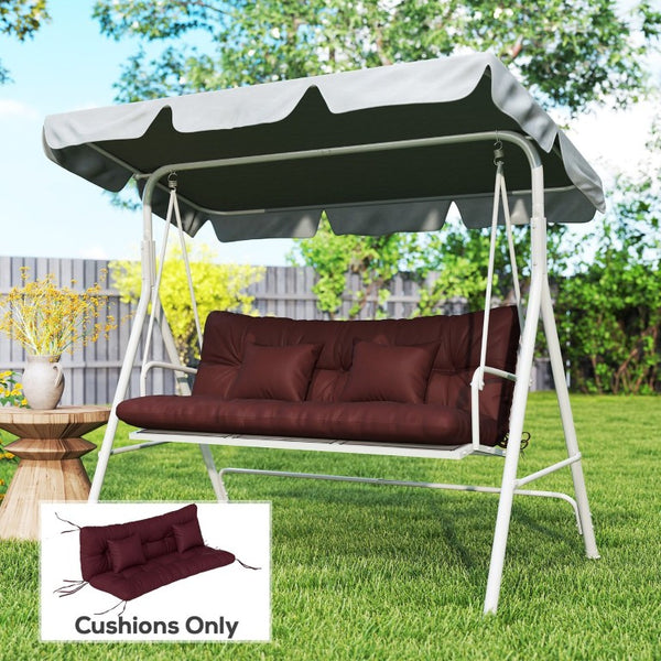 English Elm Outsunny Tufted 4 Piece Bench Cushion Set with Throw Pillows for Patio or Porch W2225P597128