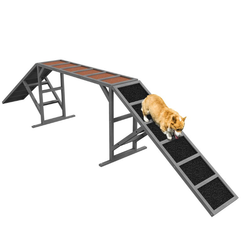 English Elm Pawhut Fir Wood Dog Agility Ramp with Anti-Slip Surface for Backyard Training W2225P597131