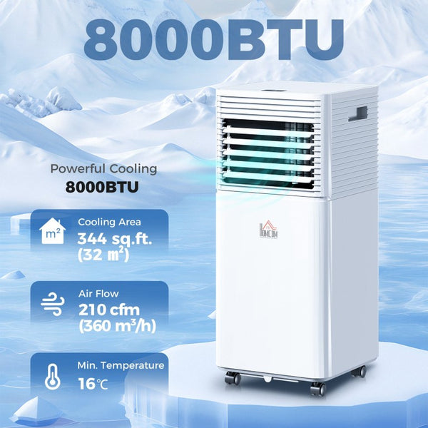 English Elm Homcom 8000 BTU Portable AC Unit 4In1 Cooling Dehumidifier Fan Sleep Mode 344 Sqft W2225P597169