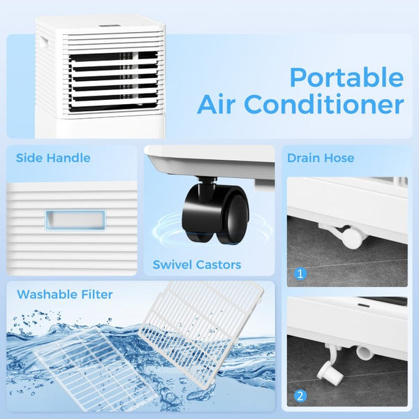 English Elm Homcom 8000 BTU Portable AC Unit 4In1 Cooling Dehumidifier Fan Sleep Mode 344 Sqft W2225P597169