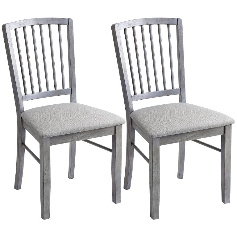 English Elm Homcom Farmhouse Dining Chair Set Linen Upholstered with Rubberwood Legs for Kitchen W2225P597193