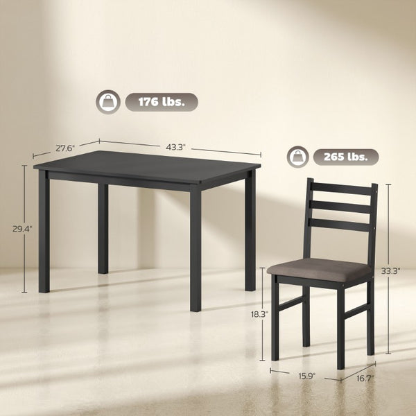English Elm Homcom Farmhouse Dining Set Seats Four with Rubberwood Frame and Upholstered Linen Chairs W2225P597205