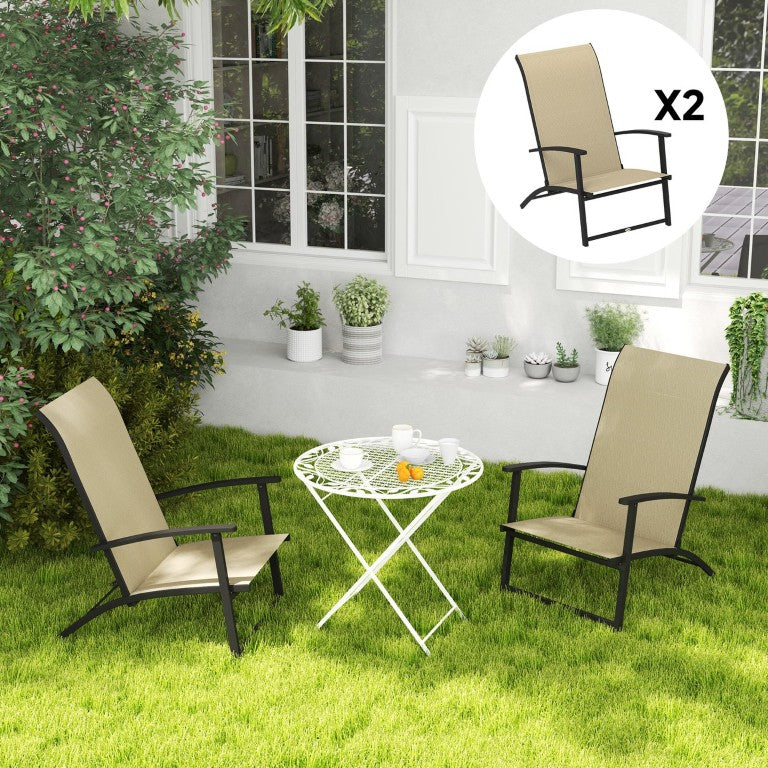 English Elm Outsunny High Back Mesh Folding Lawn Chairs Set of 2 Portable Patio Camping Seats W2225P597219
