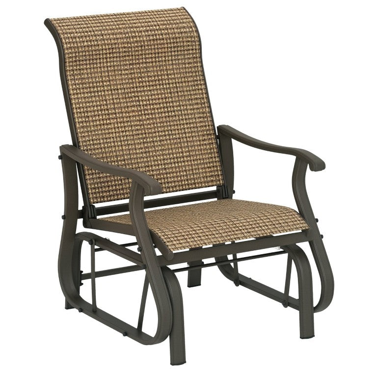 English Elm Outsunny Patio Glider Chair with Powder Coated Steel Frame and Breathable Mesh Seat W2225P597227