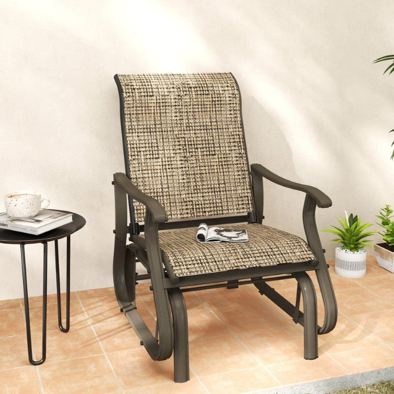 English Elm Outsunny Patio Glider Chair with Powder Coated Steel Frame and Breathable Mesh Seat W2225P597227