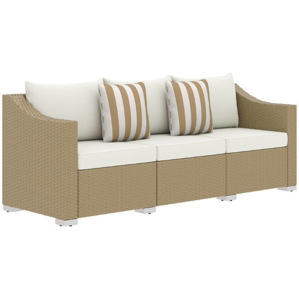 English Elm Outsunny 3 Seat Wicker Outdoor Sofa Deep Cushioned Patio Couch for Garden or Porch W2225P597230