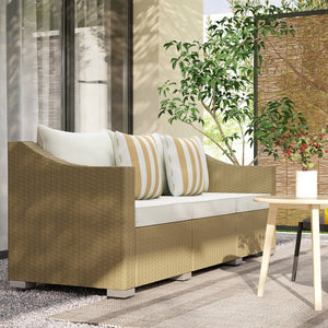 English Elm Outsunny 3 Seat Wicker Outdoor Sofa Deep Cushioned Patio Couch for Garden or Porch W2225P597230