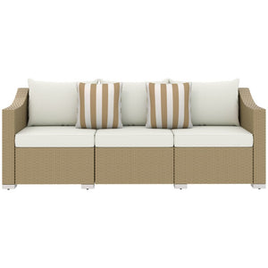 English Elm Outsunny 3 Seat Wicker Outdoor Sofa Deep Cushioned Patio Couch for Garden or Porch W2225P597230