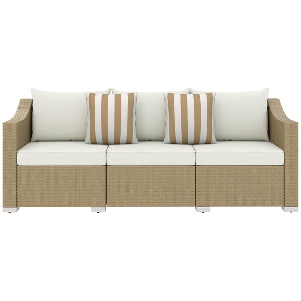 English Elm Outsunny 3 Seat Wicker Outdoor Sofa Deep Cushioned Patio Couch for Garden or Porch W2225P597230
