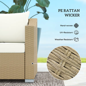 English Elm Outsunny 3 Seat Wicker Outdoor Sofa Deep Cushioned Patio Couch for Garden or Porch W2225P597230