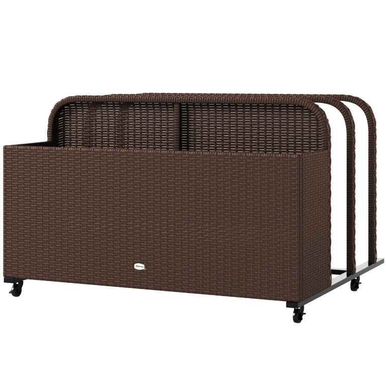 English Elm Outsunny Rolling PE Rattan Pool Organizer Caddy with Three Compartments for Poolside W2225P597257