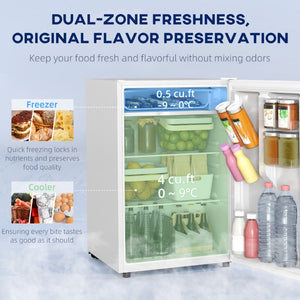 English Elm Homcom 4.5 Cu Ft Compact Refrigerator with Freezer Quiet Energy Efficient Dorm Fridge White W2225P597259