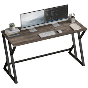 English Elm Homcom 55 Inch Industrial Writing Desk with Z Frame Steel Base for Home Office Distressed Black W2225P597262