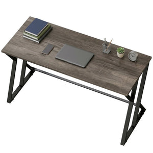 English Elm Homcom 55 Inch Industrial Writing Desk with Z Frame Steel Base for Home Office Distressed Black W2225P597262