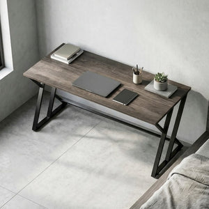 English Elm Homcom 55 Inch Industrial Writing Desk with Z Frame Steel Base for Home Office Distressed Black W2225P597262