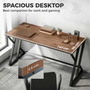 English Elm Homcom 55 Inch Industrial Writing Desk with Z Frame Steel Base for Home Office Distressed Black W2225P597262