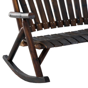 English Elm Outsunny Solid Fir Adirondack Double Rocker with Slatted Back for Porch or Patio W2225P597263