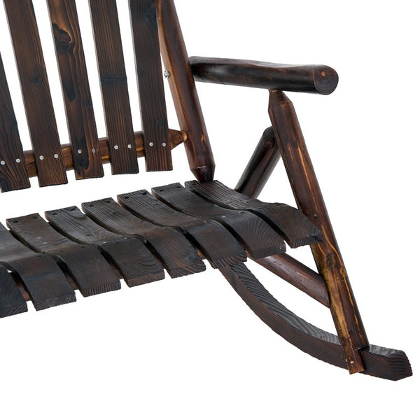 English Elm Outsunny Solid Fir Adirondack Double Rocker with Slatted Back for Porch or Patio W2225P597263