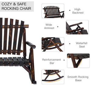 English Elm Outsunny Solid Fir Adirondack Double Rocker with Slatted Back for Porch or Patio W2225P597263