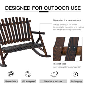 English Elm Outsunny Solid Fir Adirondack Double Rocker with Slatted Back for Porch or Patio W2225P597263