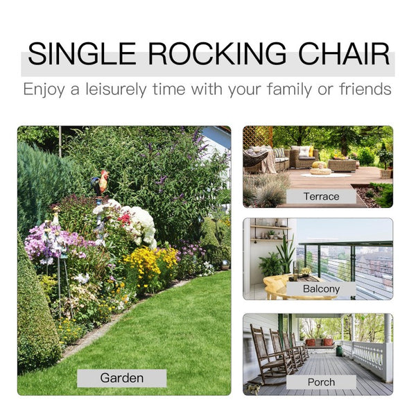 English Elm Outsunny Solid Fir Adirondack Double Rocker with Slatted Back for Porch or Patio W2225P597263