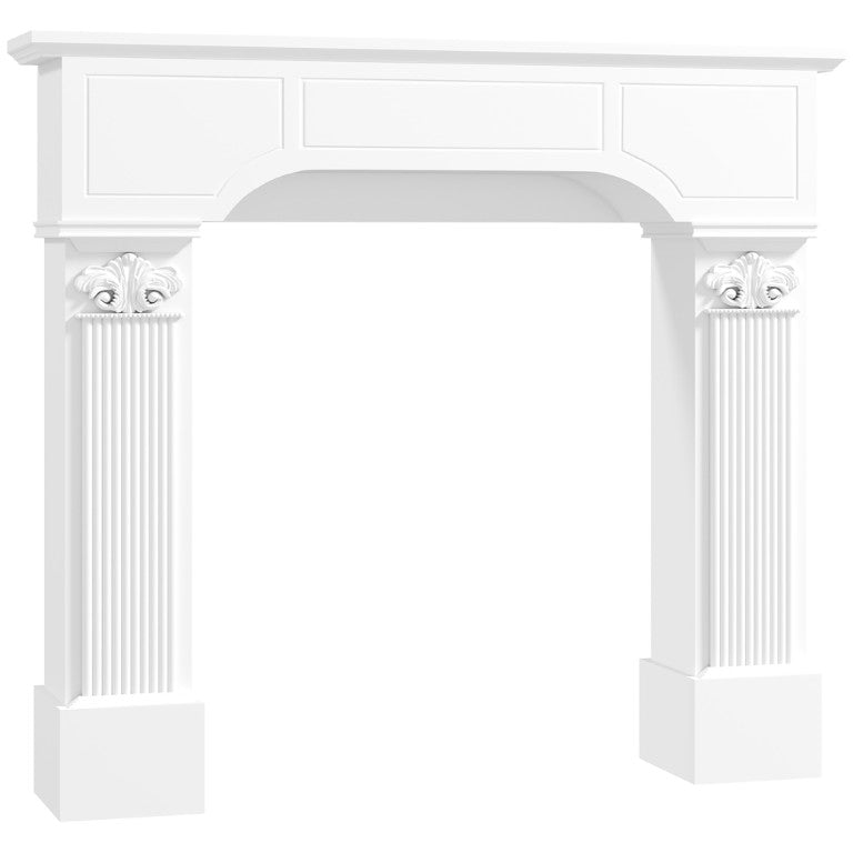 English Elm Homcom Baroque Fireplace Mantel Surround with Ionic Columns and Carved White Finish W2225P597312