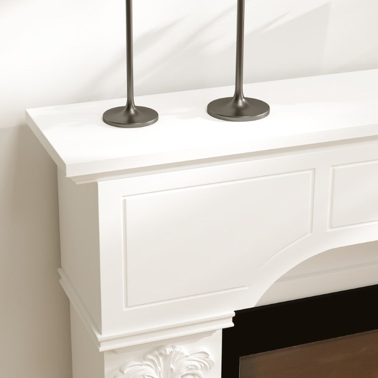English Elm Homcom Baroque Fireplace Mantel Surround with Ionic Columns and Carved White Finish W2225P597312
