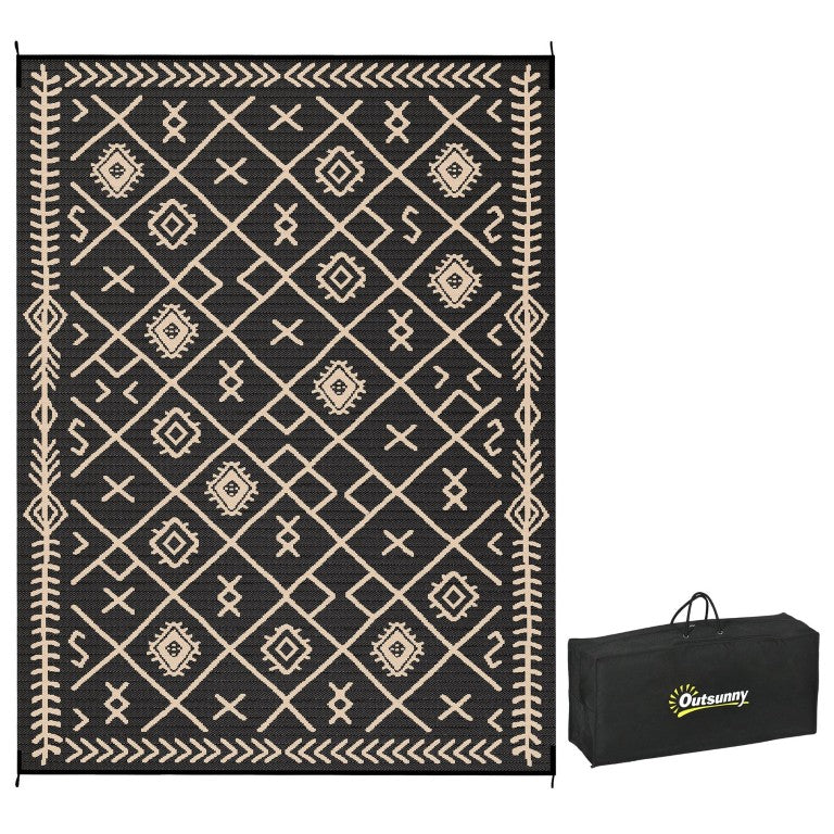 English Elm Outsunny Reversible Polypropylene Outdoor Rug 9X12 Waterproof Rhombus Camping Mat W2225P597347