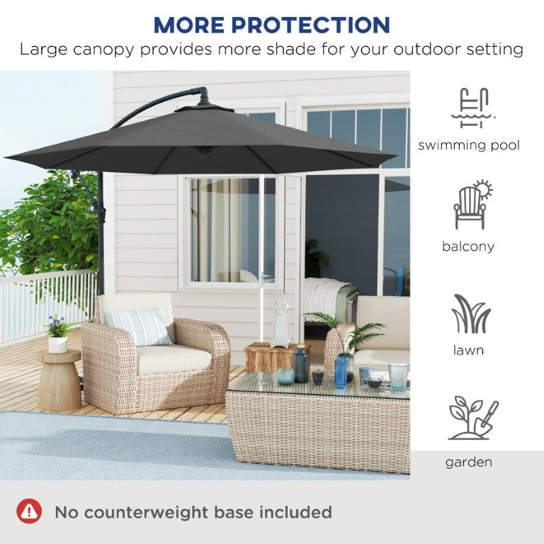 English Elm Outsunny 10 Ft Offset Cantilever Patio Umbrella UV Resistant Polyester Canopy with Tilt W2225P597359