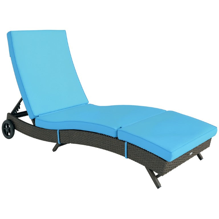 English Elm Outsunny PE Rattan Outdoor Chaise Lounge with Cushion and Adjustable Recline W2225P597373