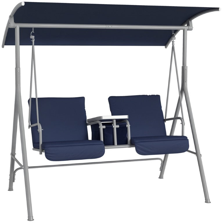 English Elm Outsunny Freestanding 2 Person Porch Swing with Canopy Cushions and Pivot Tray W2225P597375
