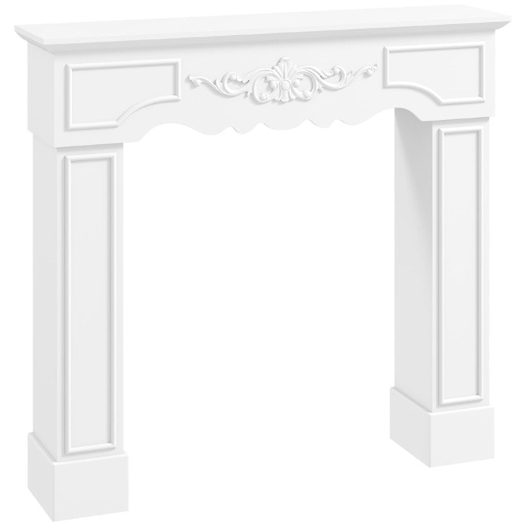 English Elm Homcom Baroque Fireplace Mantel Surround with Ornate Columns and White MDF Finish W2225P597377