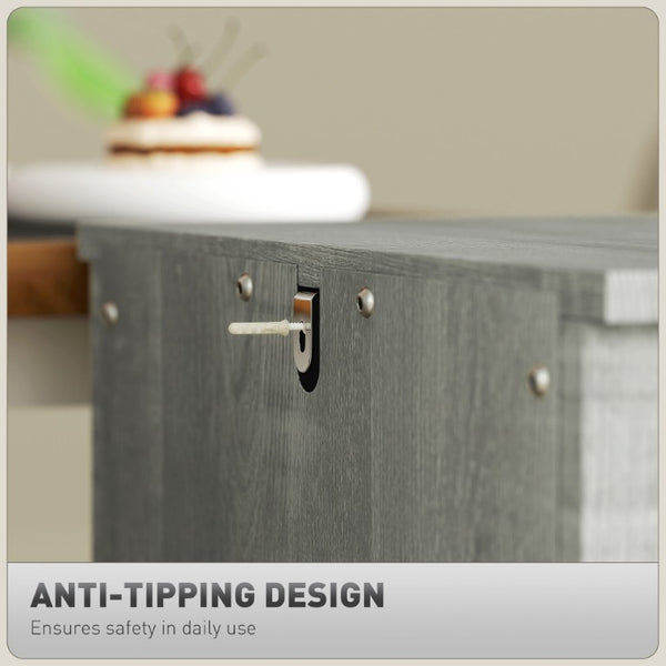 English Elm Homcom Farmhouse Vertical Filing Cabinet with Barn Doors Silent Drawers Printer Stand Light Gray W2225P597381