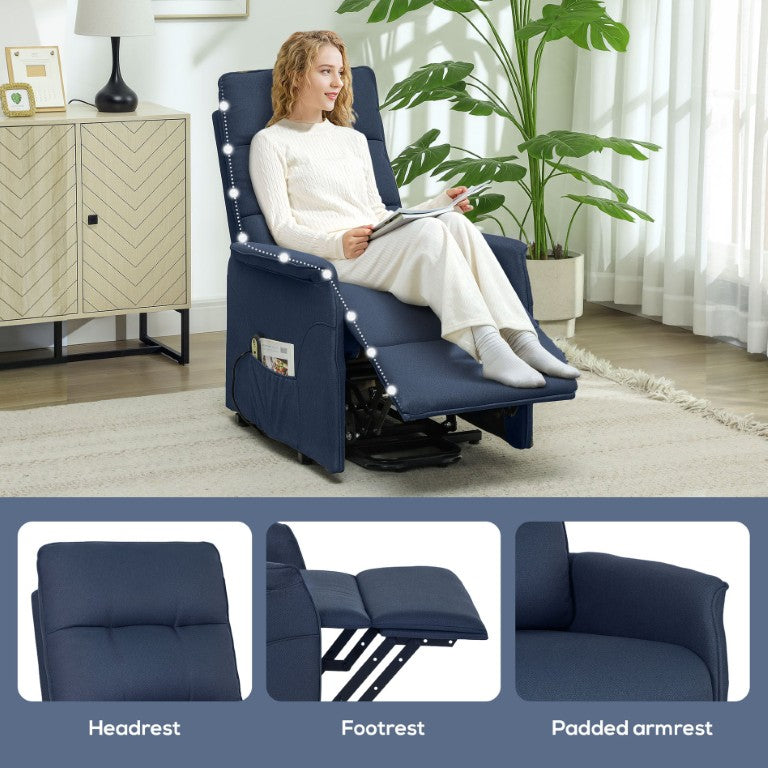 English Elm Homcom Power Lift Recliner with Tufted Linen Fabric and Remote for Senior Living W2225P597434
