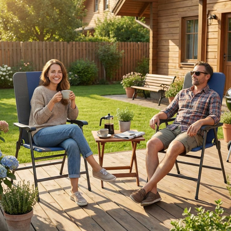 English Elm Outsunny Padded High Back Folding Lawn Chair Set Oxford Fabric Portable Outdoor Duo W2225P597440
