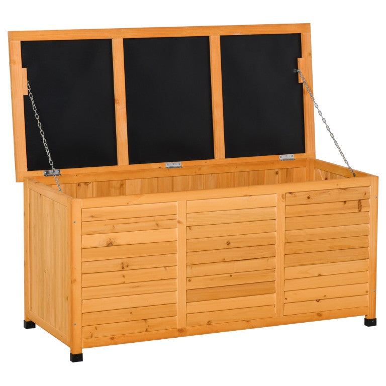 English Elm Outsunny 75 Gallon Fir Wood Deck Box Outdoor Storage with Ventilated Base W2225P597442