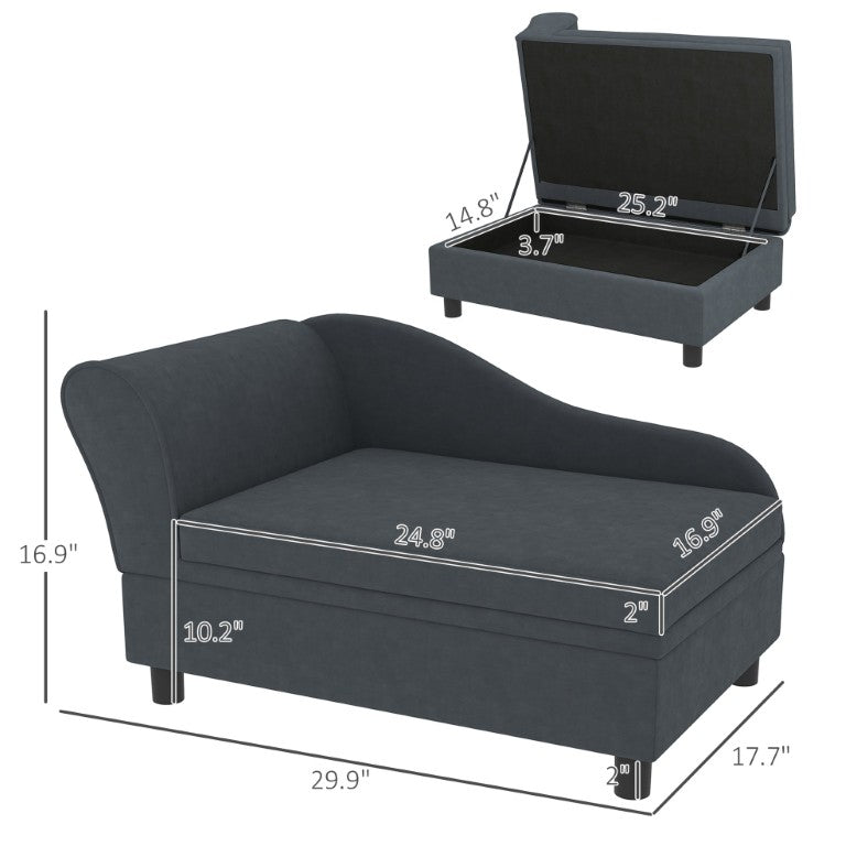 English Elm Pawhut Tufted Pet Sofa with Hidden Storage Foam Cushion Modern Small Dog Bed W2225P597452