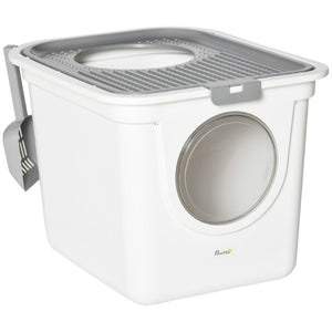 English Elm Pawhut Covered Cat Litter Box Dual Entry PE Plastic Odor Control Enclosed Toilet W2225P597477