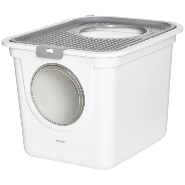English Elm Pawhut Covered Cat Litter Box Dual Entry PE Plastic Odor Control Enclosed Toilet W2225P597477